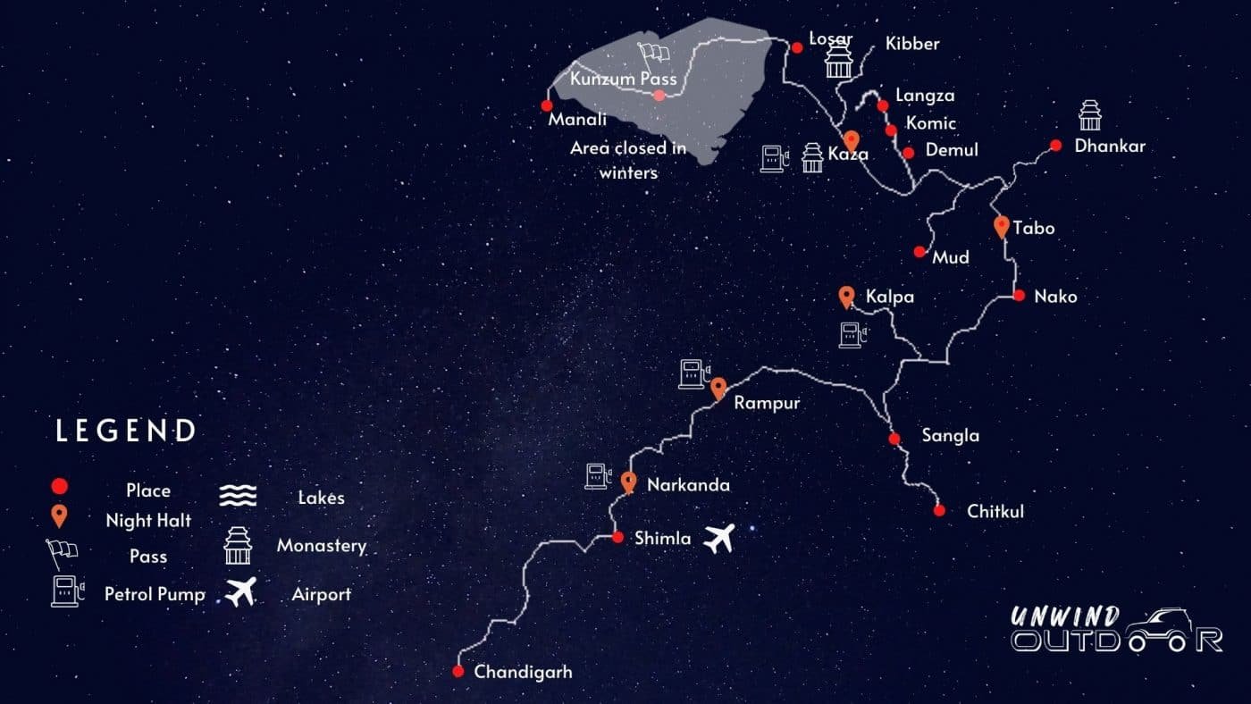 Spiti Winter Drive Route