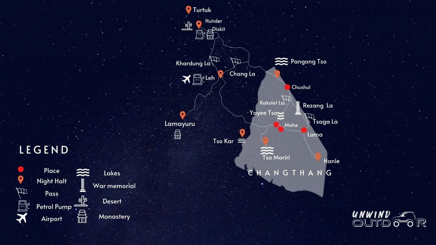 Ladakh in Winter Route Map