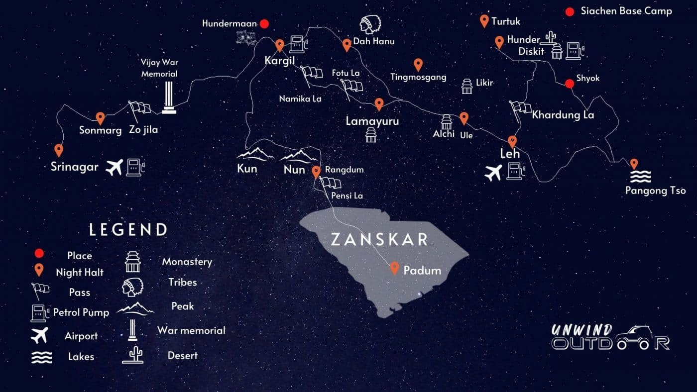 Srinagar Leh Route Map